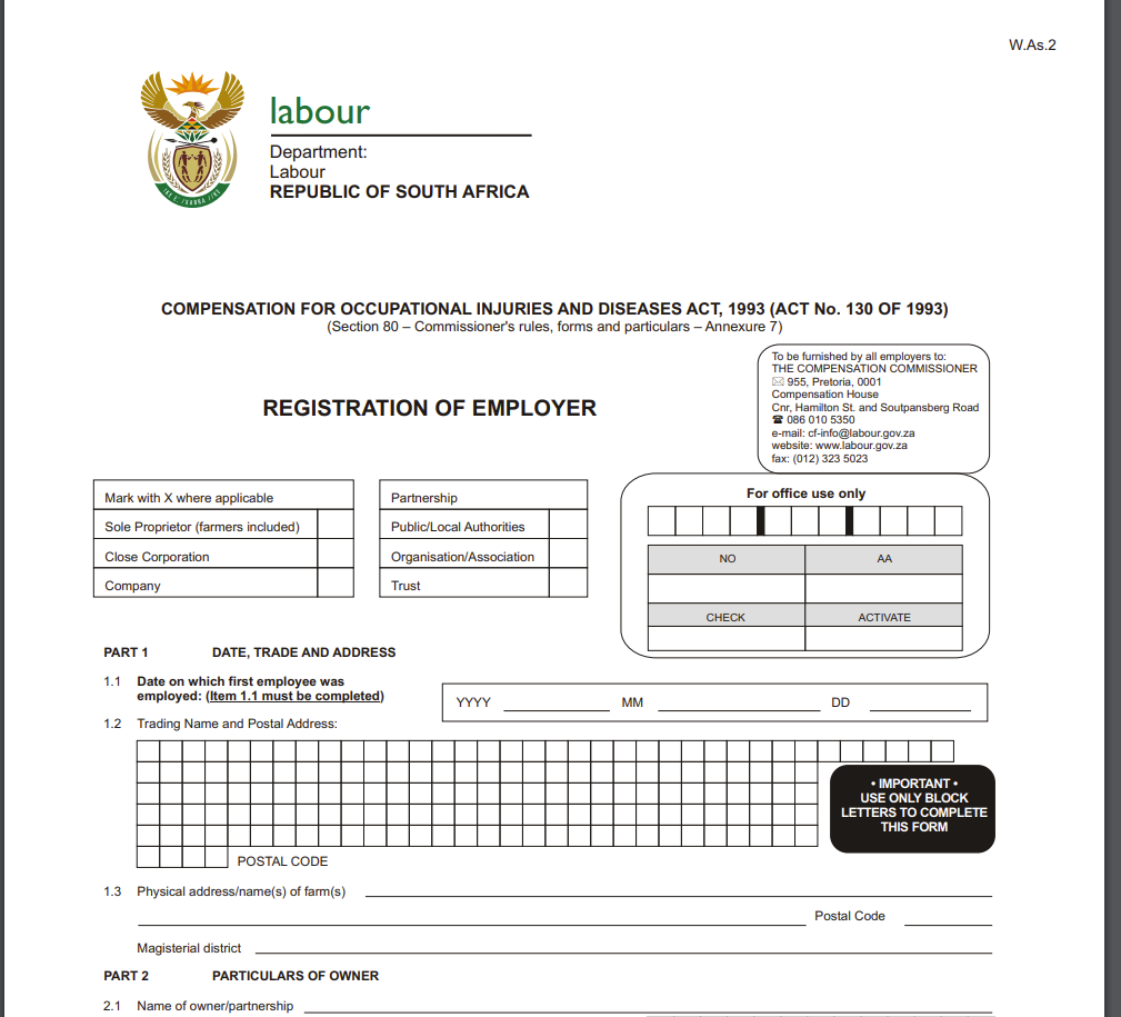 Workman's Compensation Form  - Download